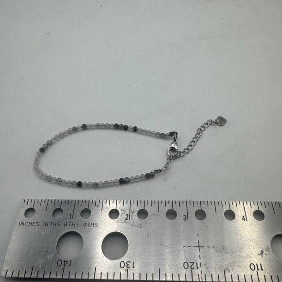 Clear Quartz Beaded Bracelet Adjustable Chain Dainty Handmade Jewelry - Picture 6 of 6